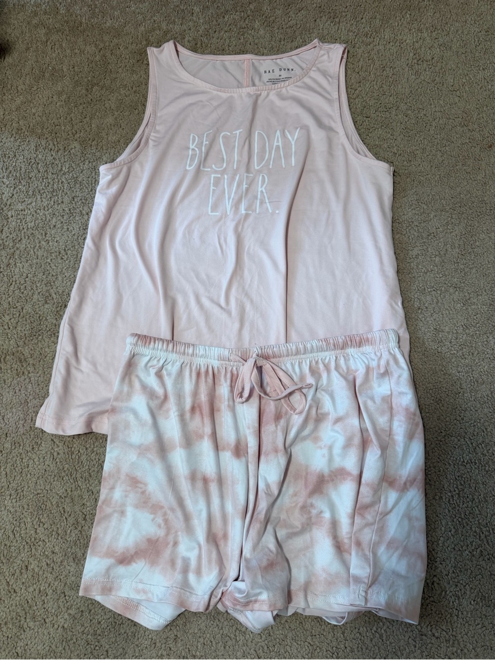 Rae Dunn Pink Tie-Dye Tank & Shorts Sleep Set - NWOT